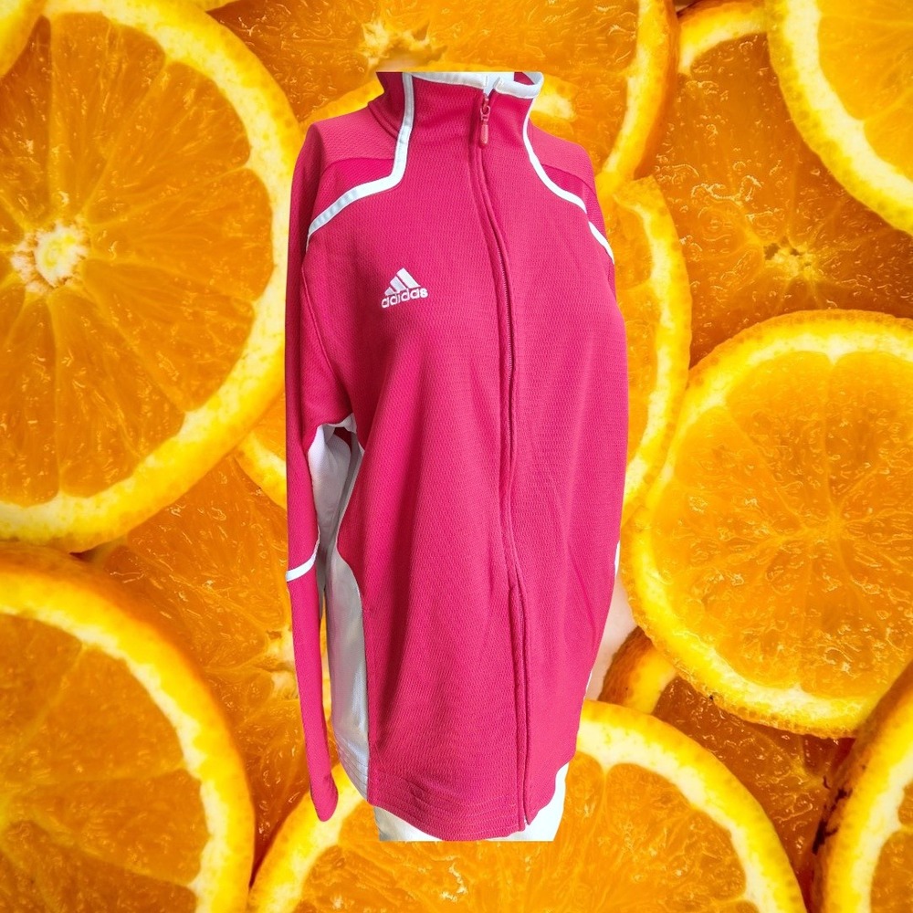 Adidas Climalite Pink White Colorblock Full Zip Track Jacket Womens Medium
